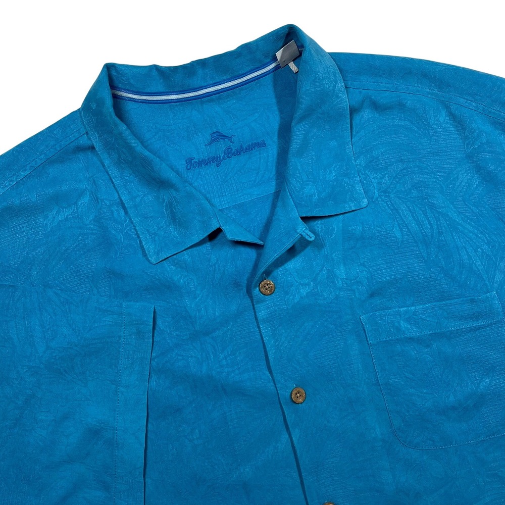 Tommy Bahama Tropic Isles Silk Camp Shirt Men's 3XLB Floral Jacquard Button Up